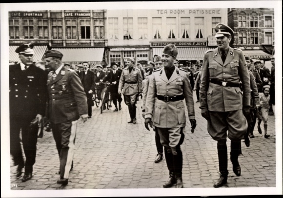 Photo Italian. Foreign Minister Count Ciano in Bruges, von Mackensen, Loerzer and von Dörnburg, July 1940