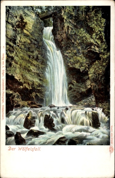 Ak Międzygórze Wölfelsgrund Schlesien, Wölfelsfall, Wilczka-Wasserfall