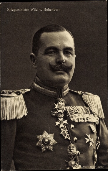 Postcard Minister of War Adolf Wild von Hohenborn, Portrait, Order