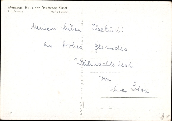 Artist Postcard troops, Karl, mother&#39;s hands, old book, HDK 250