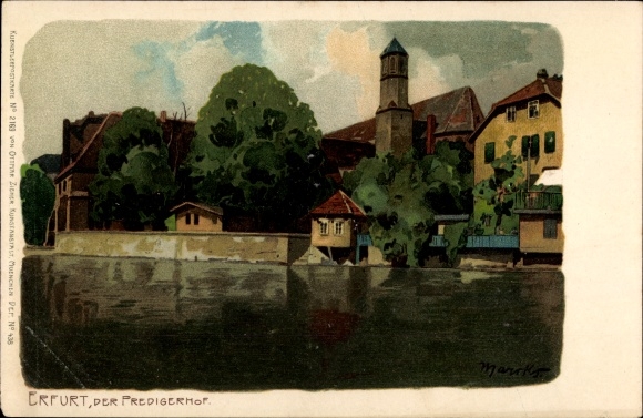Artist Chromo-Litho Marcks, G., Erfurt in Thuringia, Predigerhof