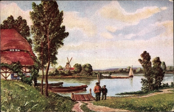 Artist PC Sunday, Dimanche, landscape motif, river, windmill