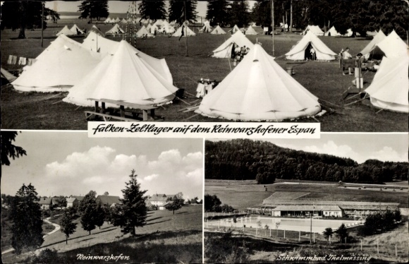 Postcard Reinwarzhofen Thälmassing, Falken tent camp on the Espan, swimming pool