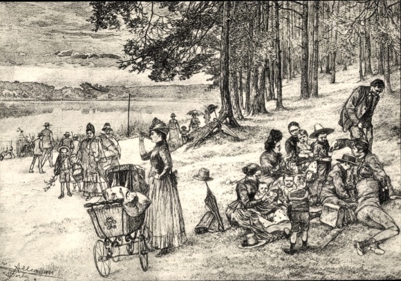 Künstler Ak Berlin 1889, Am Grunewaldsee