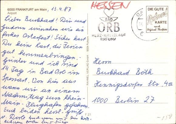 Postcard Frankfurt am Main, airport, airplanes