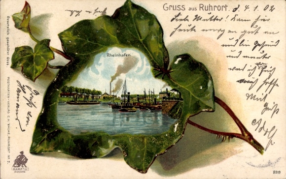 Embossed Ifeu Chromo-Litho Ruhrort Duisburg in the Ruhr area, Rhine harbor