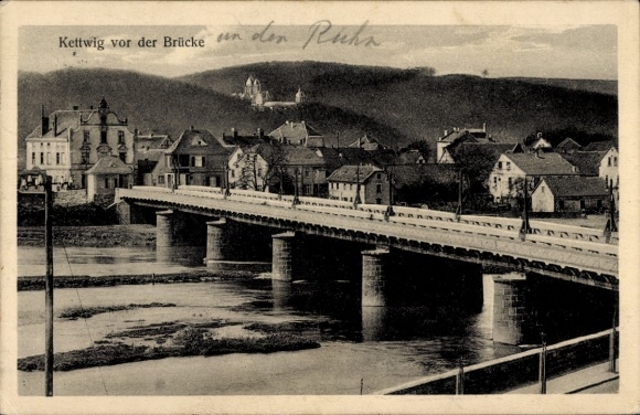 Ak Kettwig vor der Brücke Kettwig Essen im Ruhrgebiet, Teilansicht, Brücke