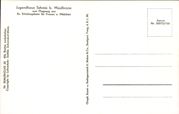 Postcard Schmie Maulbronn in the Enzkreis, aerial photograph