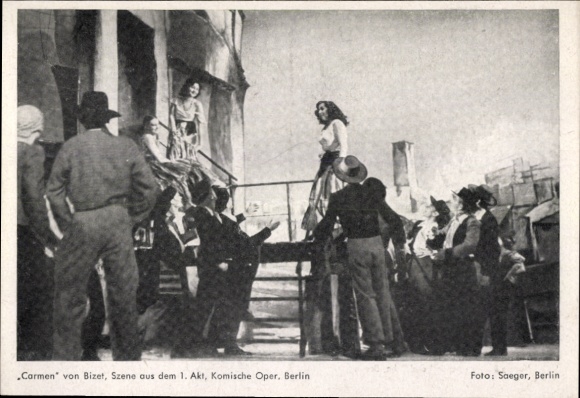Ak Opernszene Carmen, Bizet, Komische Oper Berlin, Theaterkalender 1950, Bruno Henschel, Saeger