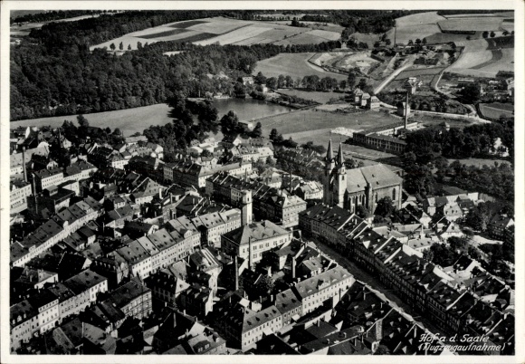 Ak Hof an der Saale Opper-Franken Beieren, luchtfoto