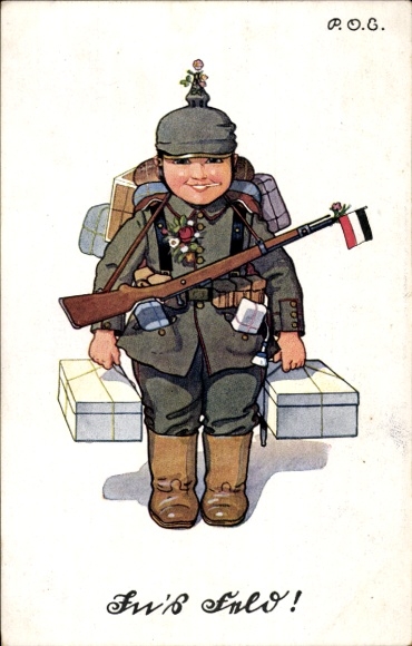 Artist Postcard Engelhard, POE, Into the Field, Soldier Goes to War