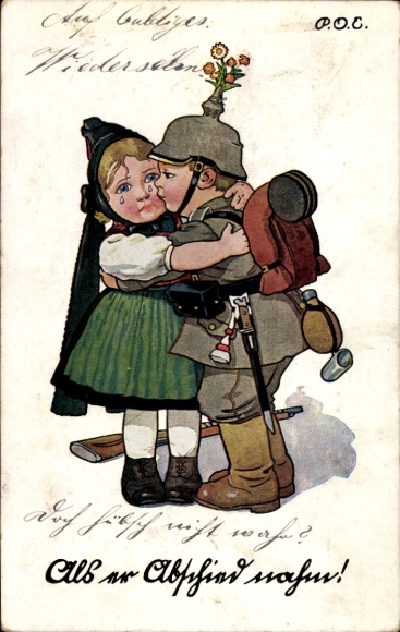 Artist Postcard Engelhard, POE, When he said goodbye