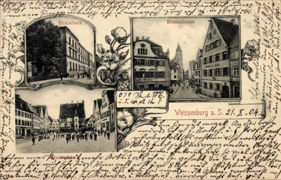 KP Weissenburg am Sand Środkowa Frankonia Bawaria, Rosenstrasse, szkoła średnia, rynek