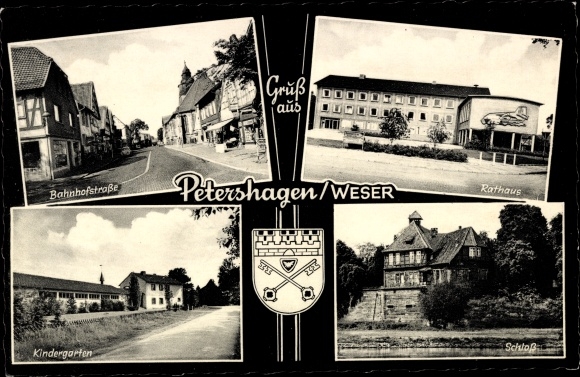 Coat of arms PC Petershagen on the Weser North Rhine-Westphalia, town hall, Bahnhofsstrasse, castle