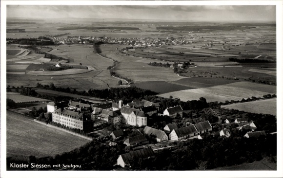 Ak Siessen Bad Saulgau, Kloster, Fliegeraufnahme