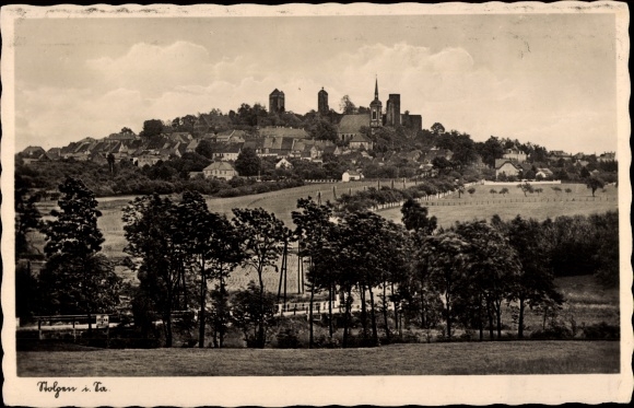 Postcard Stolpen in Saxony, general view, castle inn