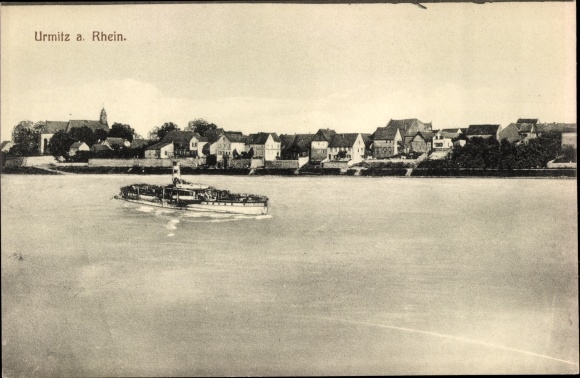 Ak Urmitz am Rhein, Flussblick, Schiff
