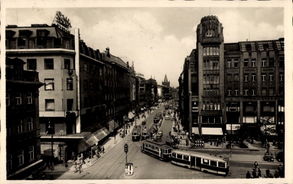 Postcard Praha Prague City, Partie am Graben, Prikopy, Tram