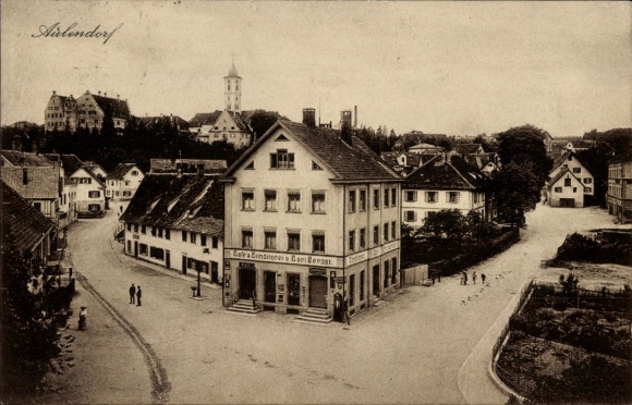 Postcard Aulendorf in Württemberg, general view, shop