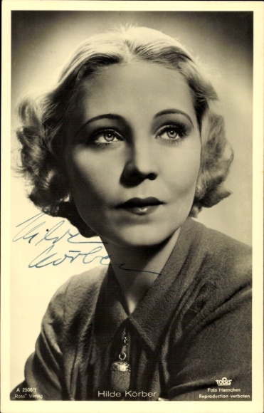 Ak Schauspielerin Hilde Körber, Portrait, Ross Verlag A 2506 1, Autogramm