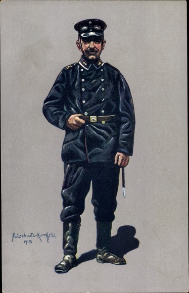Kunstenaarskaart Lüschwitz-Koreffski, onderofficier van de Kraftfahr Batl 1914-1915