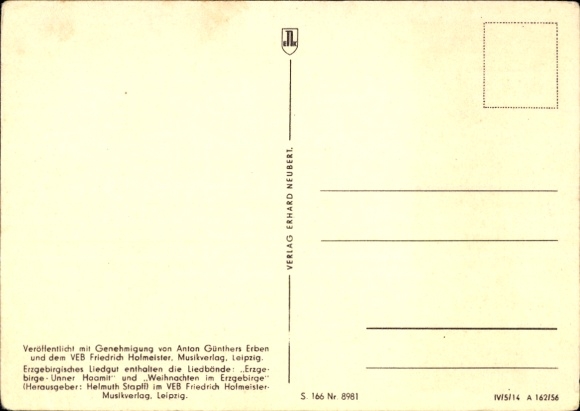 Song Postcard Anton Günther Erzgebirge dialect, When the forests rustle haemlich
