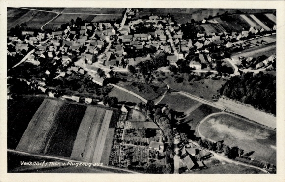 Postcard Veilsdorf in Thuringia, aerial photograph