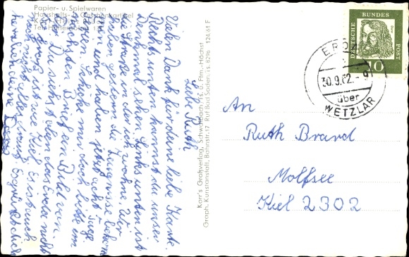 Postcard Erda Hohenahr in Hesse, general view, street section, memorial