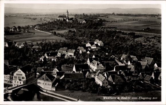 Postcard Westheim Rosengarten in Württemberg, aerial photograph