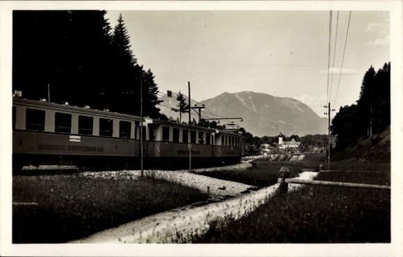 Postcard Bayerische Zugspitzbahn on the route near Obergrainau