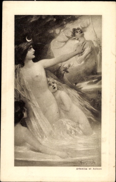 Artist Postcard Artemis and Acteon