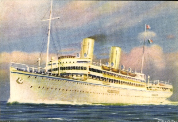 Kunstenaar Ak stoomboot Esperia, Lloyd Triestino