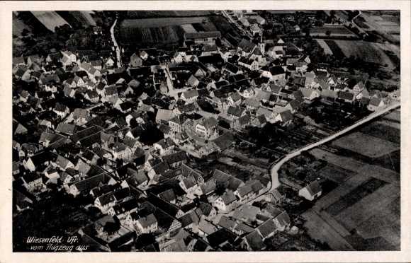 Postcard Wiesenfeld Karlstadt am Main Lower Franconia, aerial photograph