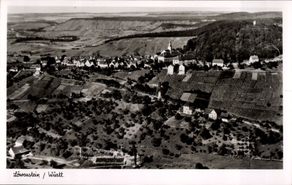 Postcard Löwenstein in Württemberg, aerial photograph