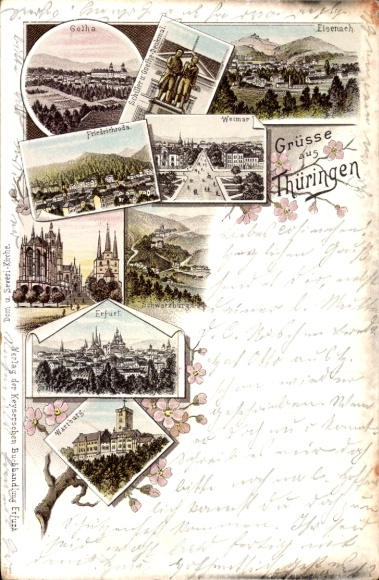 Chromo-Litho Gotha in Thuringia, Eisenach, Weimar, Friedrichroda, Erfurt, Schwarzburg, Wartburg