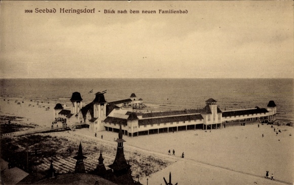 Postcard Ostseebad Heringsdorf on Usedom, view of the new family pool