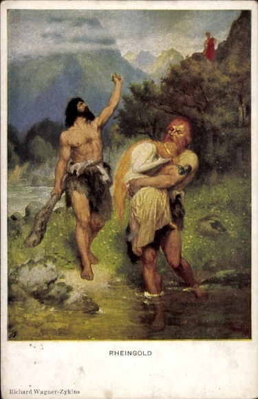 Ansichtkaart Rheingold, Richard Wagner, operascène