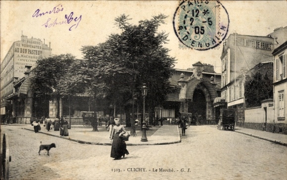 Postcard Clichy Hauts de Seine, Market