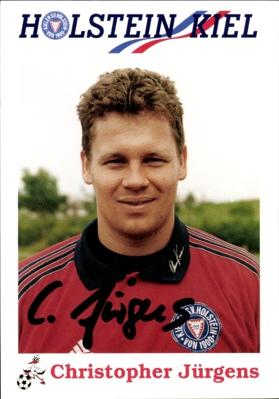 Autograph card footballer Christopher Jürgens, Holstein Kiel, autograph