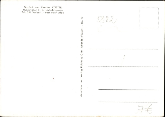Postcard Hunswinkel Meinerzhagen in the Märkisches Kreis, Gasthof Pension Köster