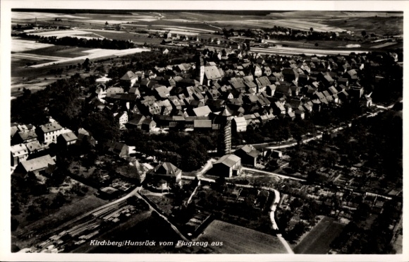 Postcard Kirchberg im Hunsrück, total view, aerial photograph