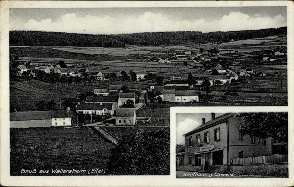 Postcard Wallersheim in the Eifel, general view, department store