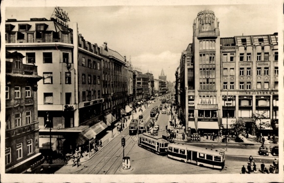 Postcard Praha Prague Czech Republic, Graben, street view with tram