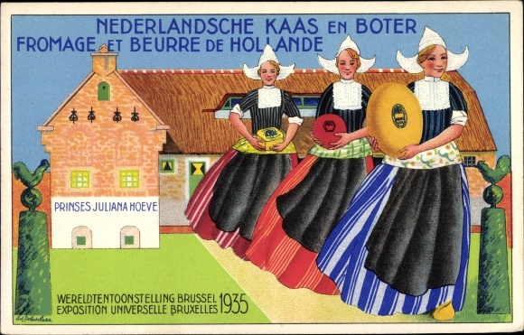 Postcard Brussels, World Exhibition 1935, Nederlandsche Kaas en Boter Fromage and Beurre de Hollande