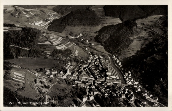 Postcard Zell im Wiesental, aerial photograph