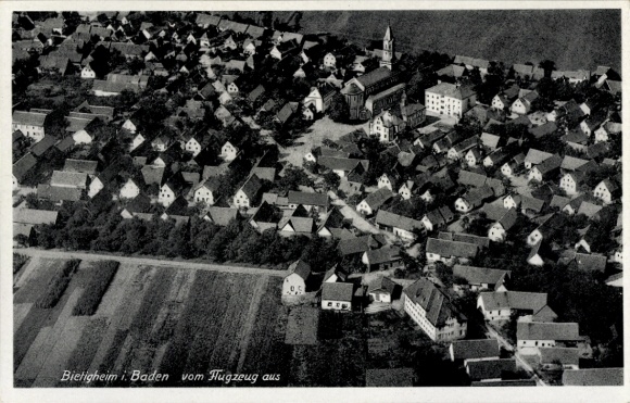 Postcard Bietigheim in Baden, aerial photograph