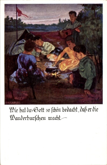 Artist Postcard Amtsberg, Otto, How God has thought of it so beautifully, Wandering boys