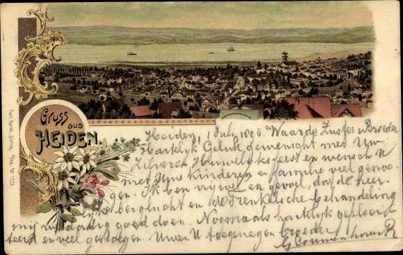 Litho Heiden Kanton Appenzell Außerrhoden, Totalansicht der Ortschaft