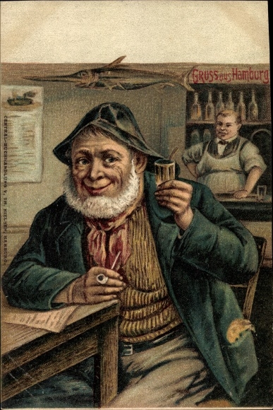PC Hamburg, fisherman with a pipe in an inn