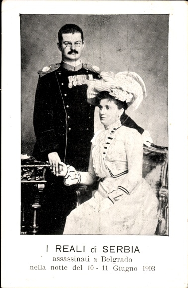 Ak König von Serbien Aleksandar Obrenović, Draga von Serbien, ermordet 1903 in Belgrad